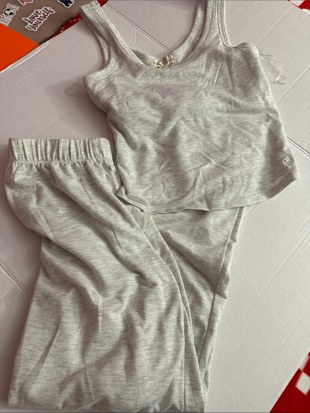 Light Heather Gray Tank & Pants Loungewear Set
